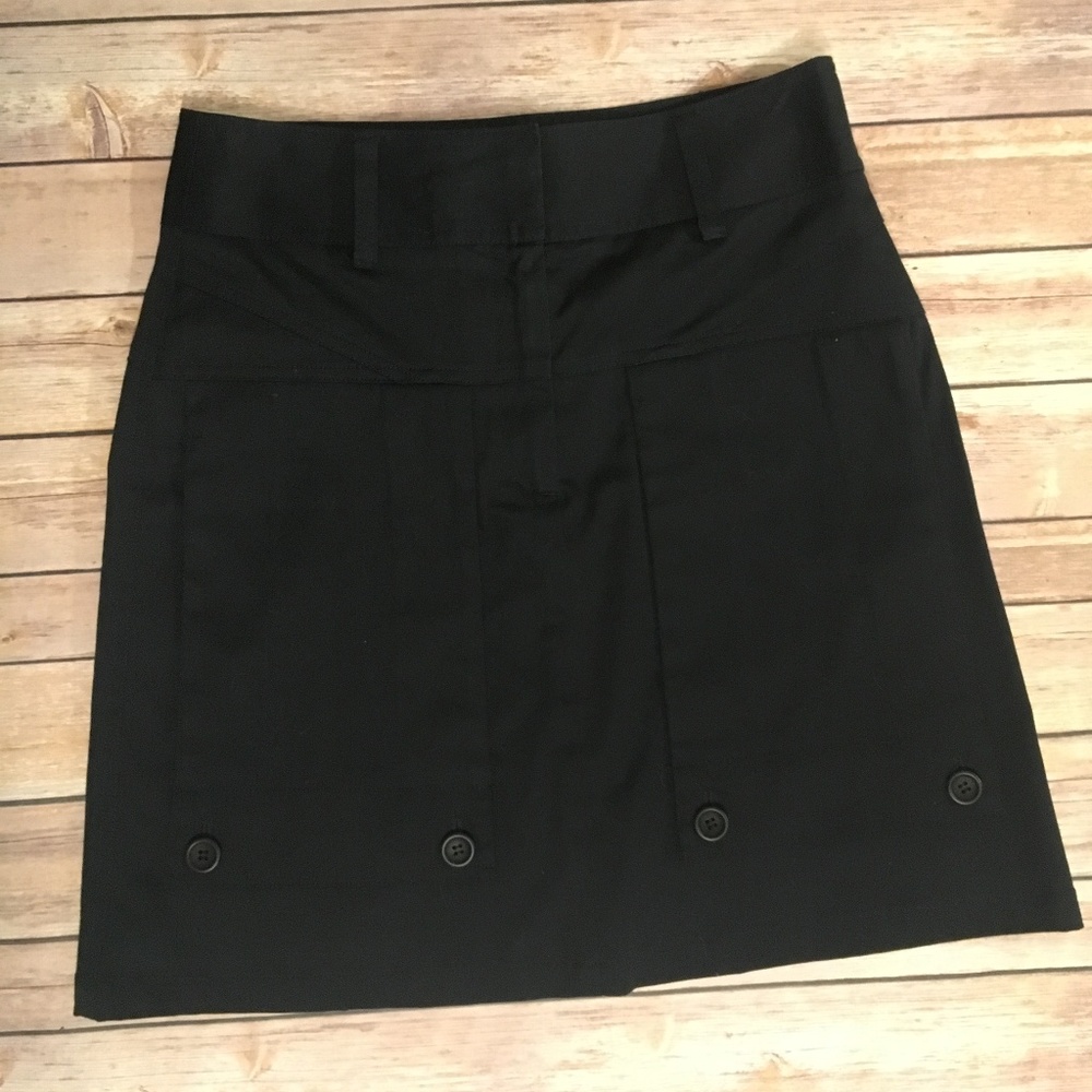 Theory Black Button Wide belt Skirt